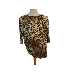 Iman Leopard Print Ruched Tunic Size L
